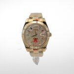 Gold Day Date 40mm Watch Fluted Bezel Diamond Paved Rainbow Sapphire Dial - Image 2