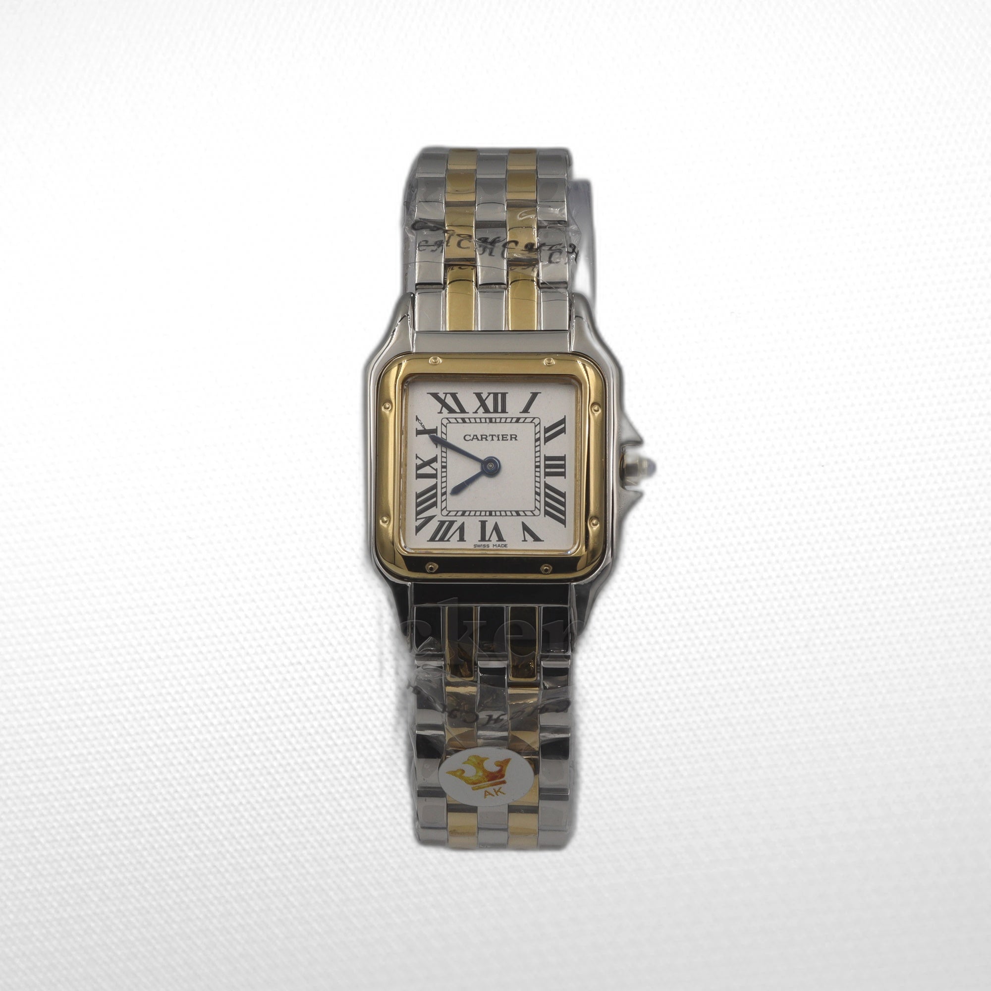 1_8e358b21-c2ee-4c63-a0a5-f1a5172d42e9 Cartier Panthère 2 Row 18k Gold Steel Date Roman Dial with - Image 1