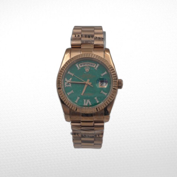 DAYDATE 36MM ROSE GOLD GREEN DIAL DIAMONDS