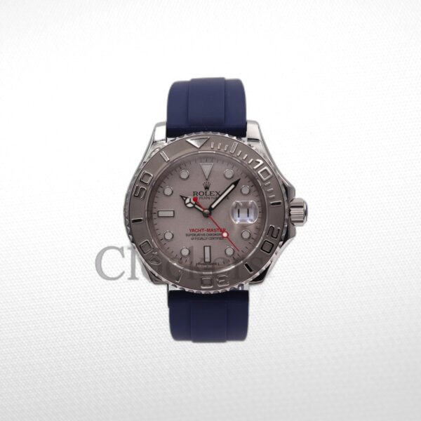 YACHT-MASTER PLATINUM DIAL OYSTER 16622 42MM RUBBER STRAP BLACK