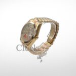Gold Day Date 40mm Watch Fluted Bezel Diamond Paved Rainbow Sapphire Dial - Image 4