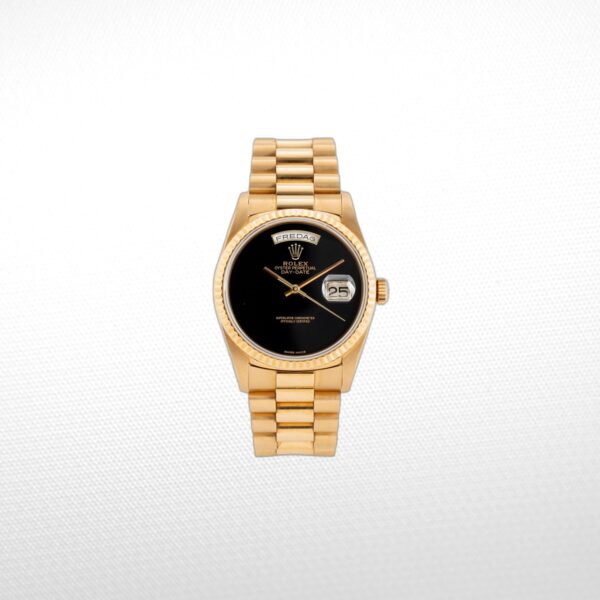 PRESIDENT DAY-DATE 18K WATCH BLACK ONYX DIAL 118208