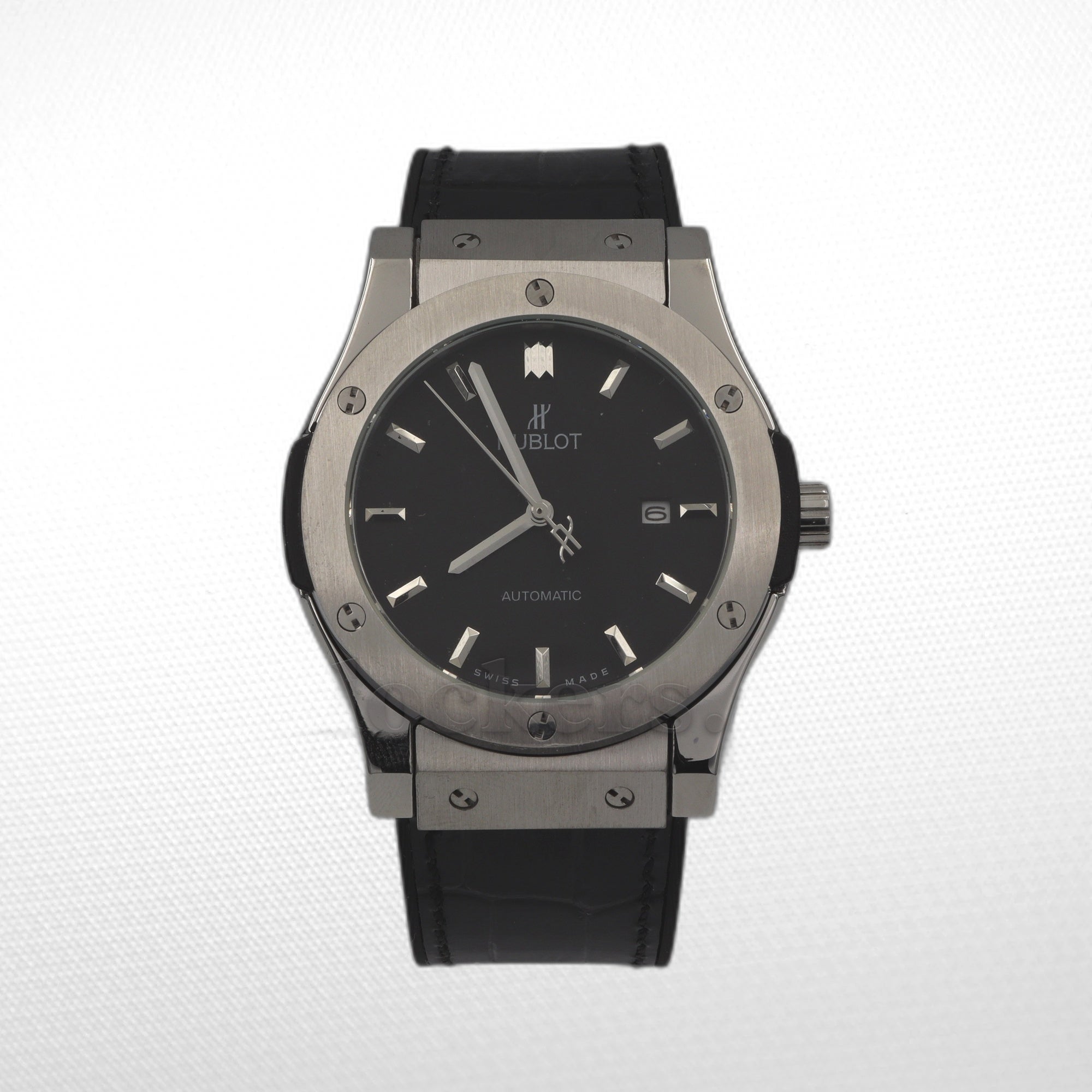 F HUBLOT CLASSIC FUSION KING WATCH - 42 MM - BLACK DIAL - SS BLACK RUBBER AND LEATHER STRAP - Image 1