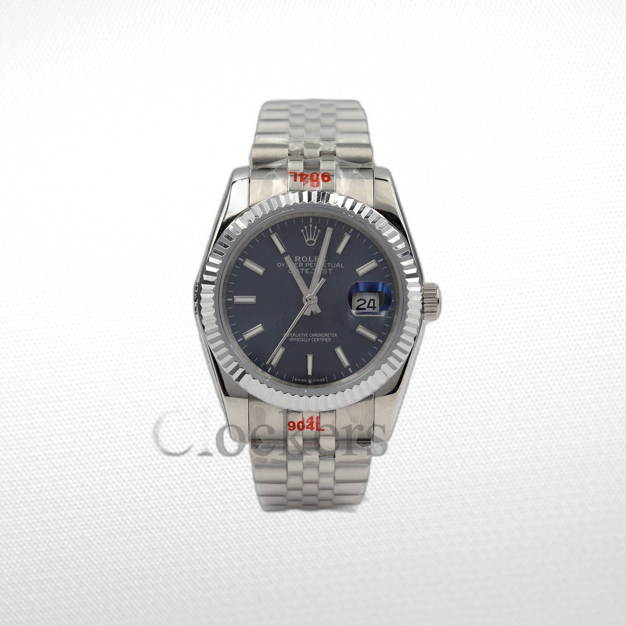 IMG_1340copy DATEJUST 36 MM SS SILVER JUBILEE BLACK DIAL STCIKS MARKERS - Image 1
