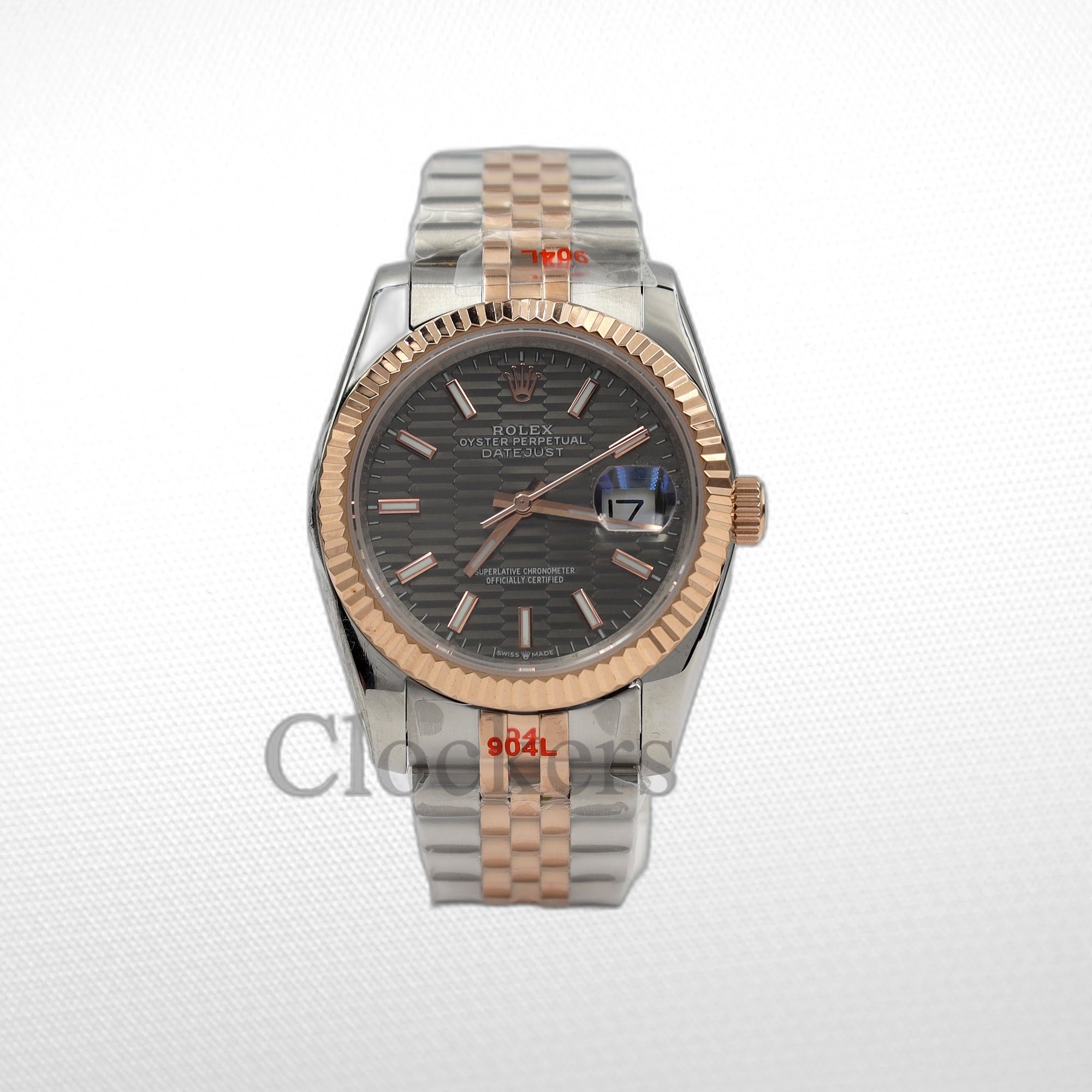 IMG_1353copy DATE JUST 36MM 2-TONE ROSE GOLD JUBILEE GREY DIAL STICKS MARKERS - Image 1