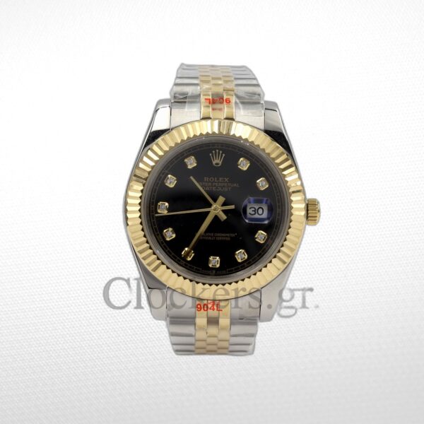 DATE JUST 36MM 2-TONE GOLD JUBILEE BLACK DIAL DIAMONDS MARKERS