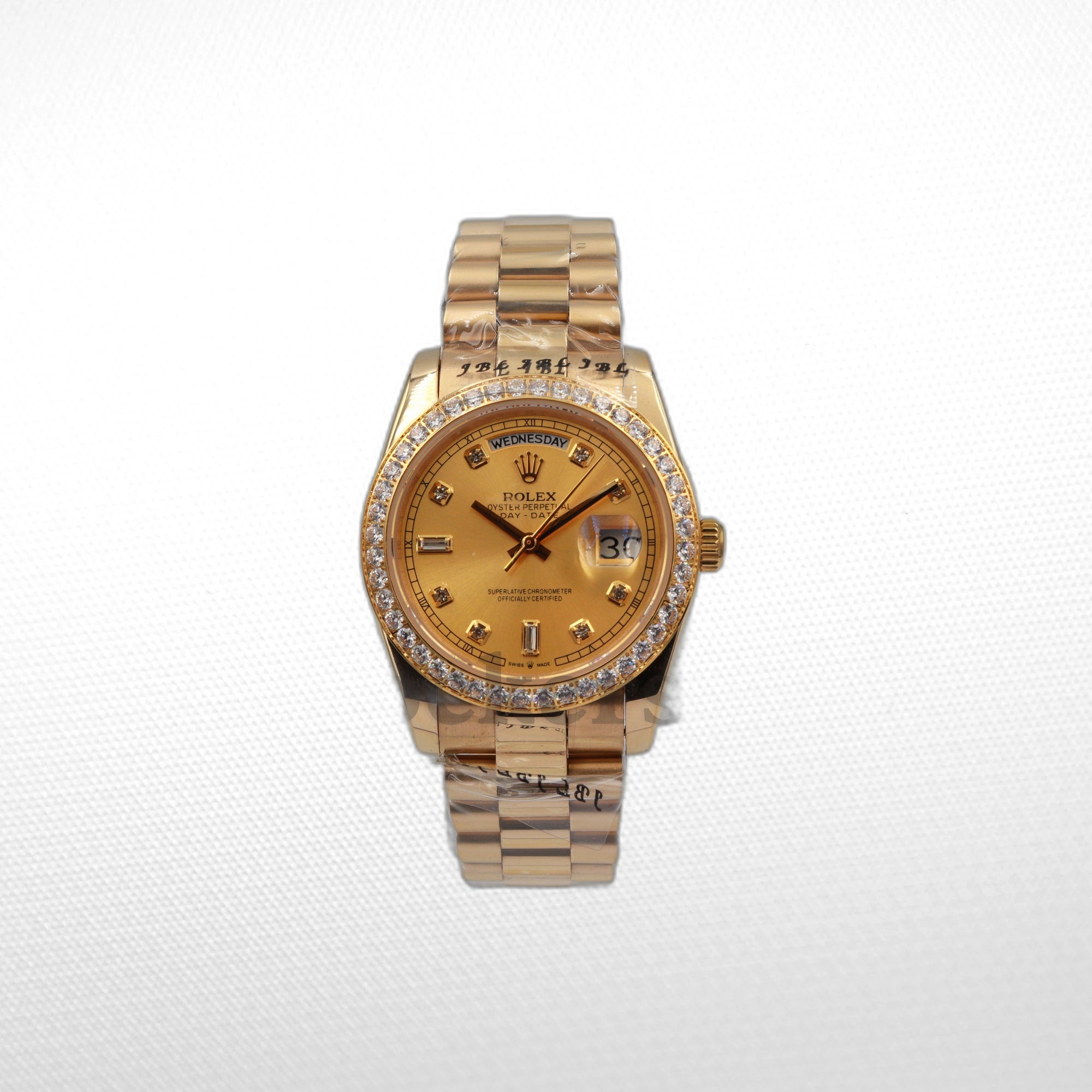 IMG_3866copy DAYDATE 36MM YELLOW GOLD GOLD DIAL DIAMONDS MARKERS - Image 1