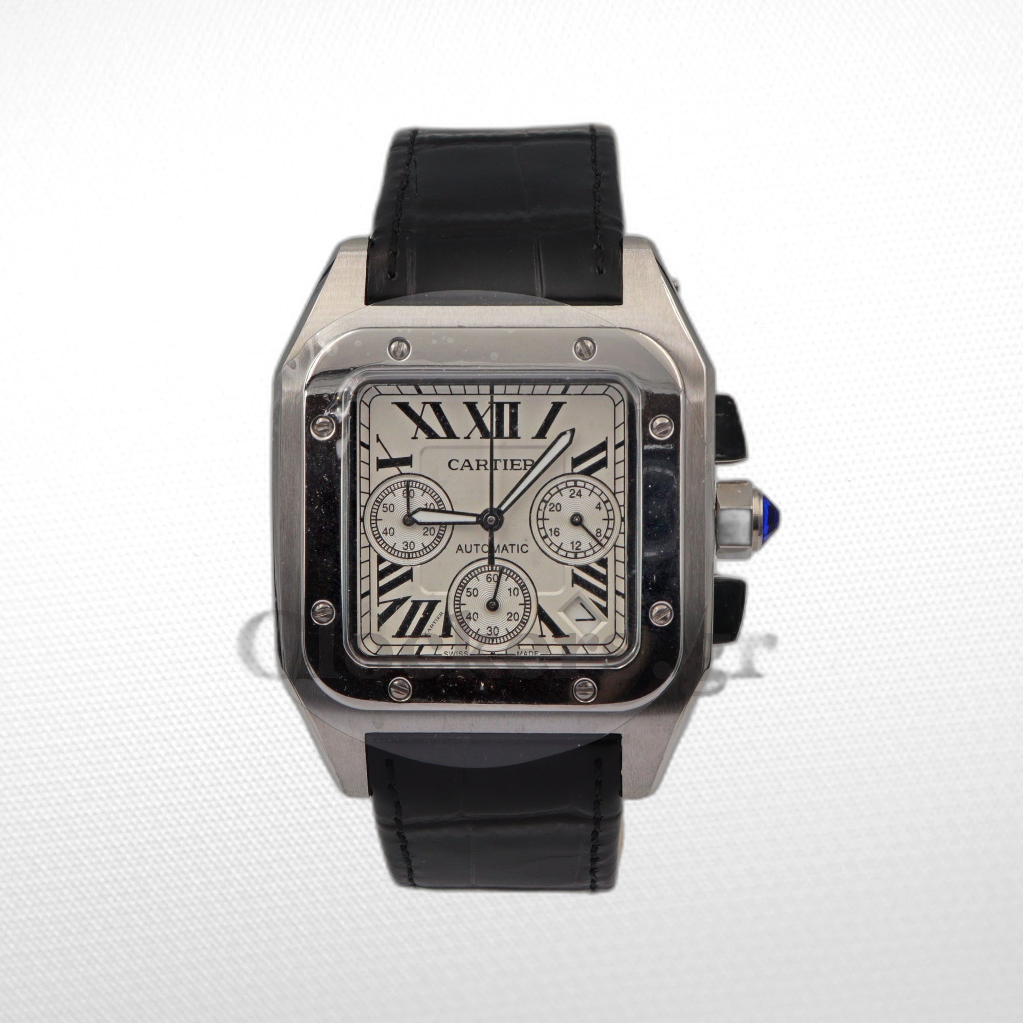 IMG_3910copy SANTOS 100 STEEL AUTOMATIC CHRONOGRAPH LARGE MEN'S - Image 1