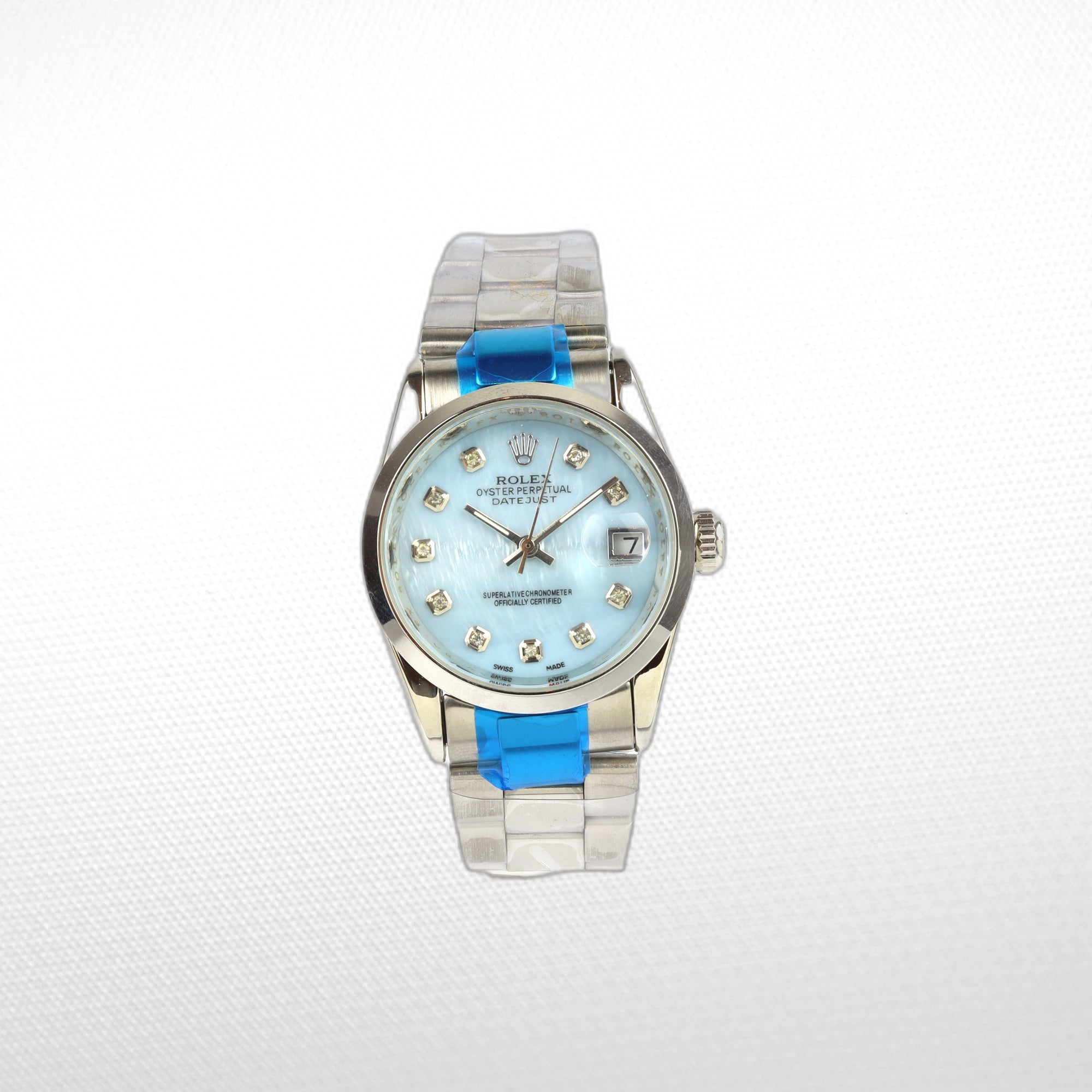 IMG_9594copy DATEJUST 36MM SS WHITE GOLD OYSTER SKY BLUE DIAL DIAMONDS MARKERS - Image 1