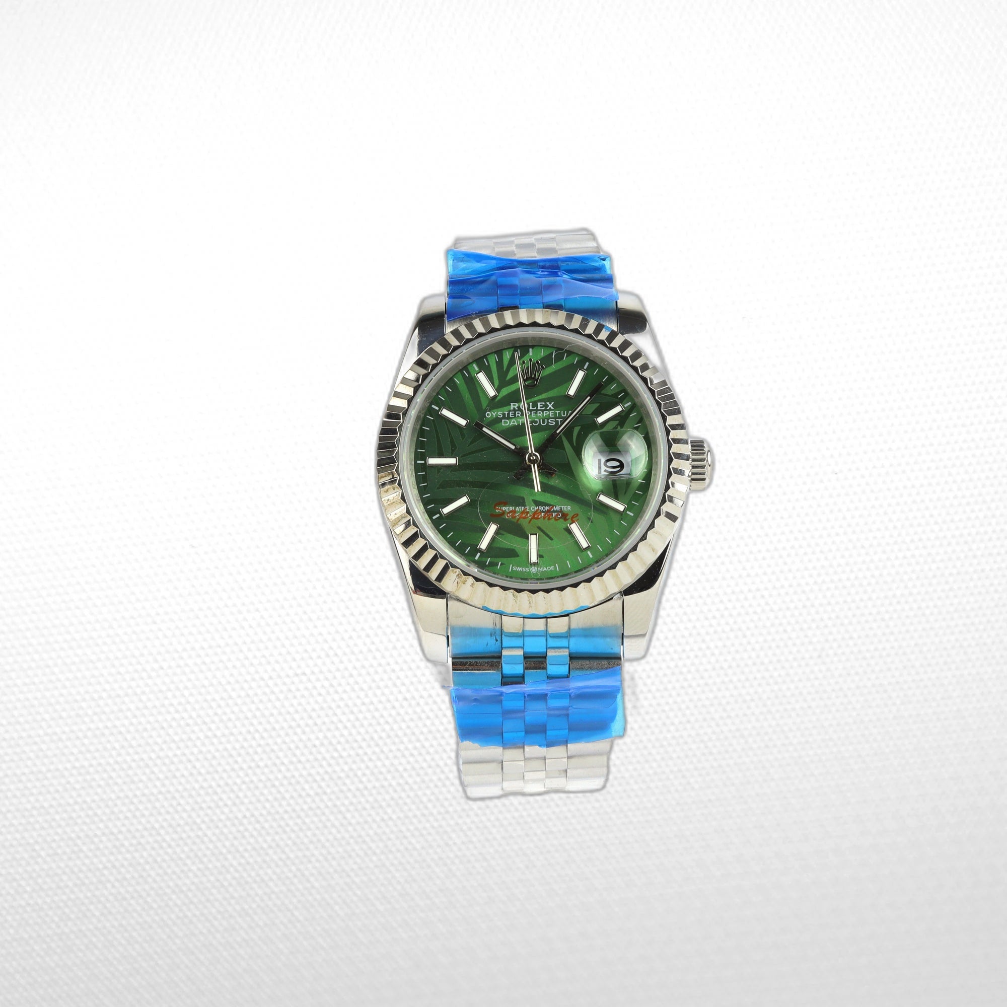 IMG_9784 DATEJUST 36MM SS WHITE GOLD JUBILEE GREEN DIAL STICKS MARKERS 2022 CLONE - Image 1
