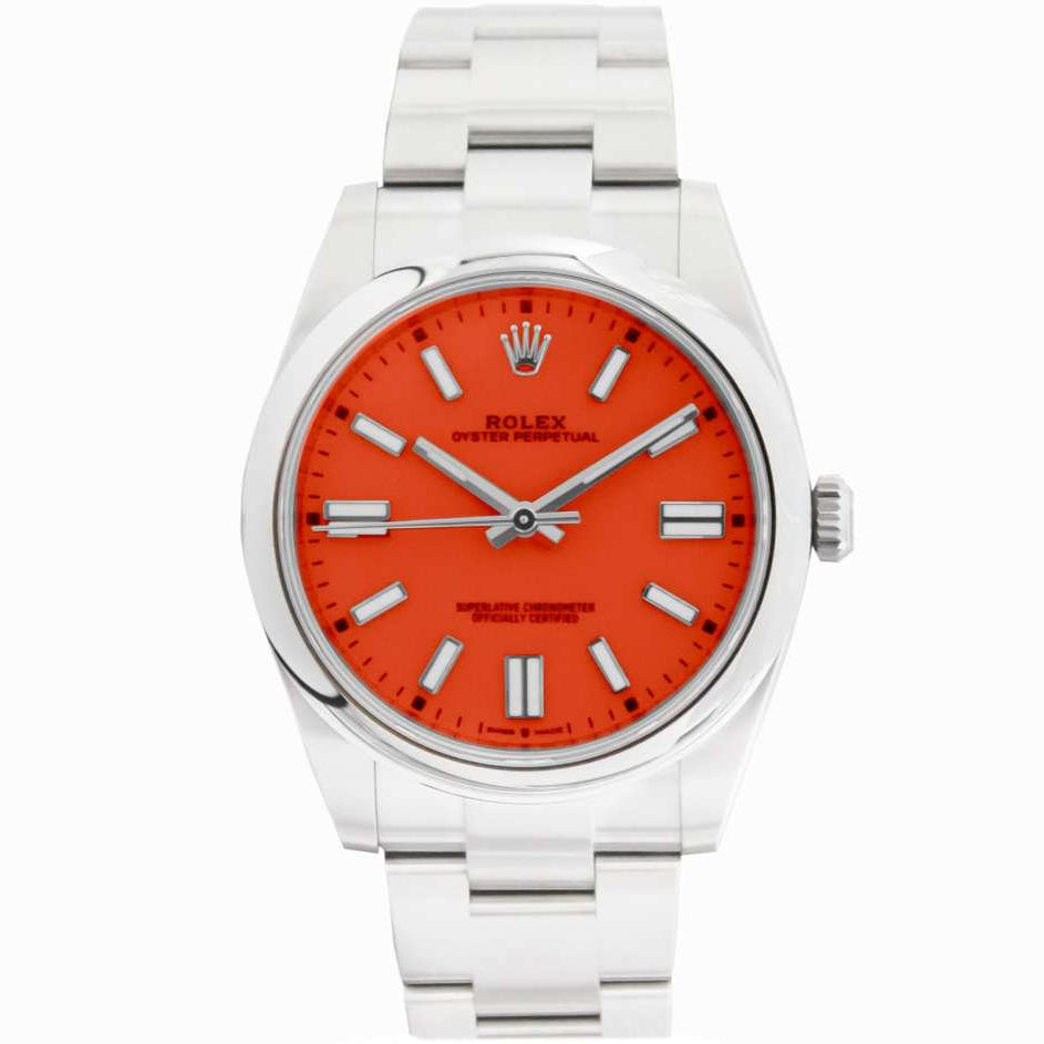 wtc_rolex_oysterPP_124300_sold Oyster perpetual coral red dial - Image 1